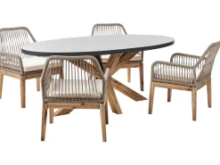 Discount Beliani Set da pranzo da giardino 4 posti ORISTANO con cuscini Cemento Beige Beige Marrone Grigio
