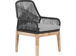 New Beliani Set da pranzo da giardino 6 posti ORISTANO con cuscini Cemento Nero Grigio Marrone Nero
