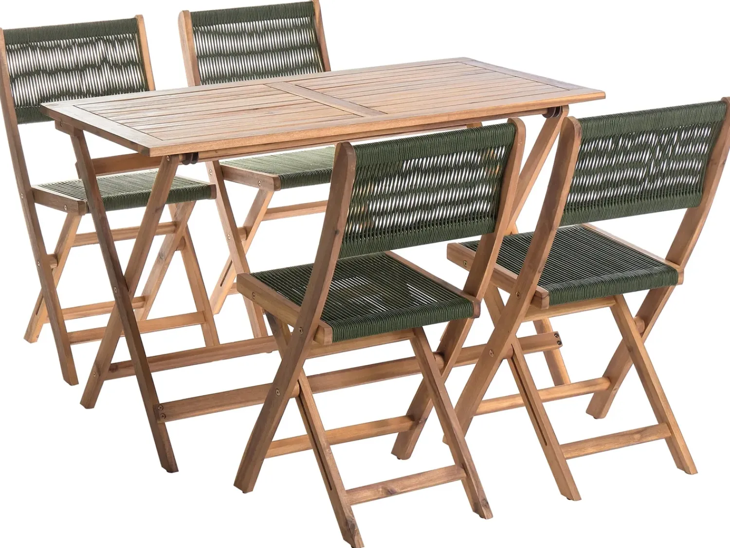 Beliani Set da pranzo da giardino 4 posti PROSSEDI Legno d'acacia Verde Marrone Verde