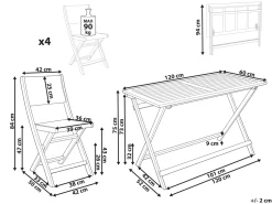 Beliani Set da pranzo da giardino 4 posti PROSSEDI Legno d'acacia Verde Marrone Verde