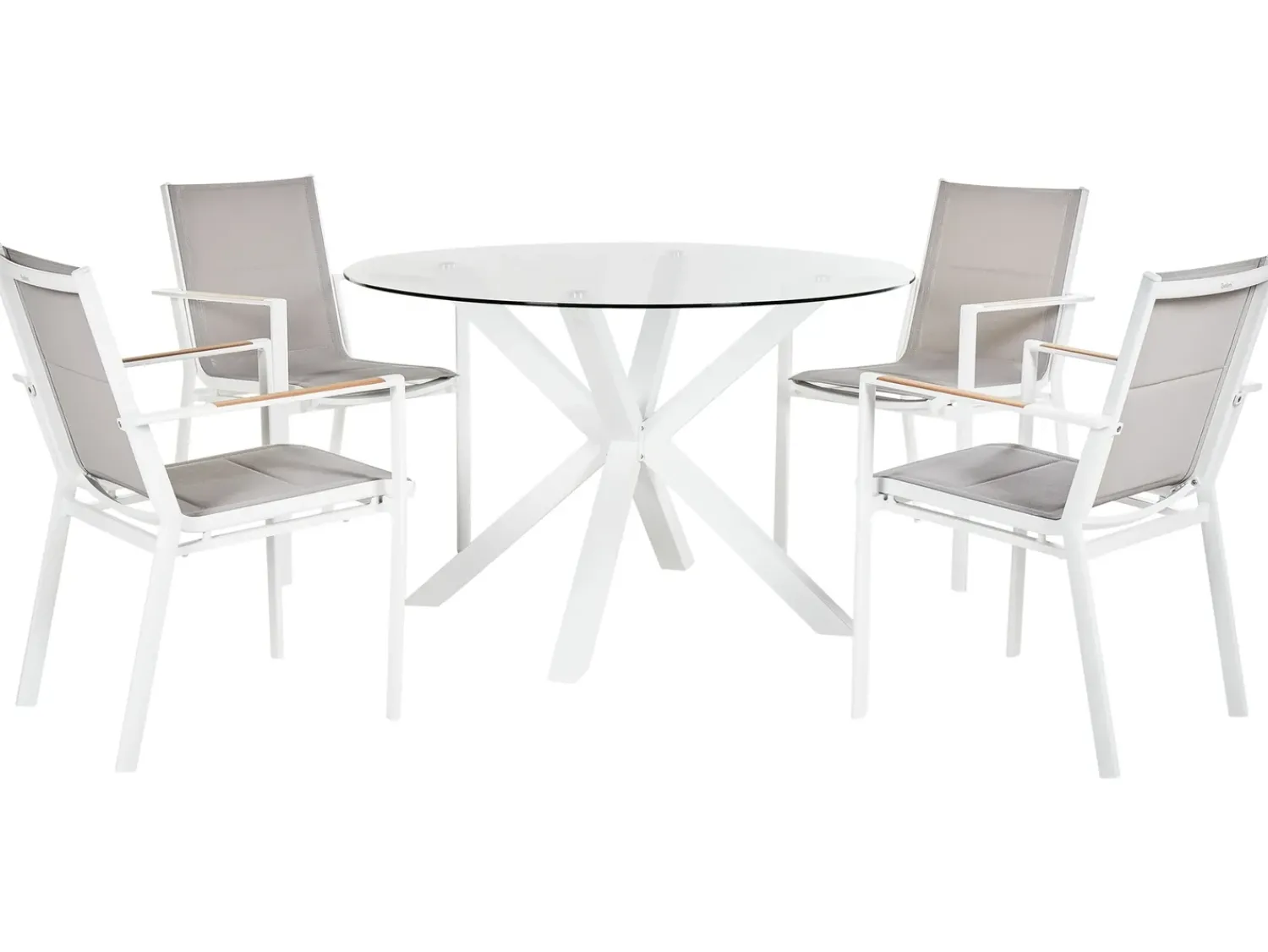 Online Beliani Set da pranzo da giardino 4 posti MALETTO/BUSSETO Metallo Bianco Bianco Grigio Marrone Trasparente