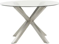 Beliani Set da pranzo da giardino 4 posti MALETTO/GROSSETO Acciaio inox Argento Argento Marrone Trasparente