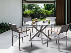 Beliani Set da pranzo da giardino 4 posti MALETTO/GROSSETO Acciaio inox Argento Argento Marrone Trasparente