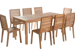 Hot Beliani Set da pranzo da giardino 8 posti OMBRIANO Legno di acacia certificato chiaro Marrone