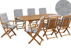 Outlet Beliani Set da pranzo da giardino 8 posti MAUI PREMIUM Legno d'acacia Grigio melange Grigio Marrone