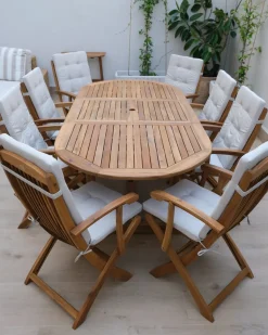 New Beliani Set da pranzo da giardino 8 posti MAUI PREMIUM Legno d'acacia Beige chiaro Beige Marrone