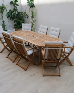 New Beliani Set da pranzo da giardino 8 posti MAUI PREMIUM Legno d'acacia Beige chiaro Beige Marrone