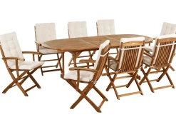 New Beliani Set da pranzo da giardino 8 posti MAUI PREMIUM Legno d'acacia Beige chiaro Beige Marrone