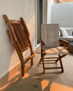 New Beliani Set da pranzo da giardino 8 posti MAUI PREMIUM Legno d'acacia Beige chiaro Beige Marrone