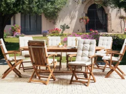 New Beliani Set da pranzo da giardino 8 posti MAUI PREMIUM Legno d'acacia Beige chiaro Beige Marrone