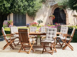 Hot Beliani Set da pranzo da giardino 8 posti MAUI PREMIUM Legno d'acacia Tortora Beige Marrone