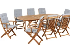 Outlet Beliani Set da pranzo da giardino 8 posti MAUI PREMIUM Legno d'acacia Grigio chiaro Grigio Marrone