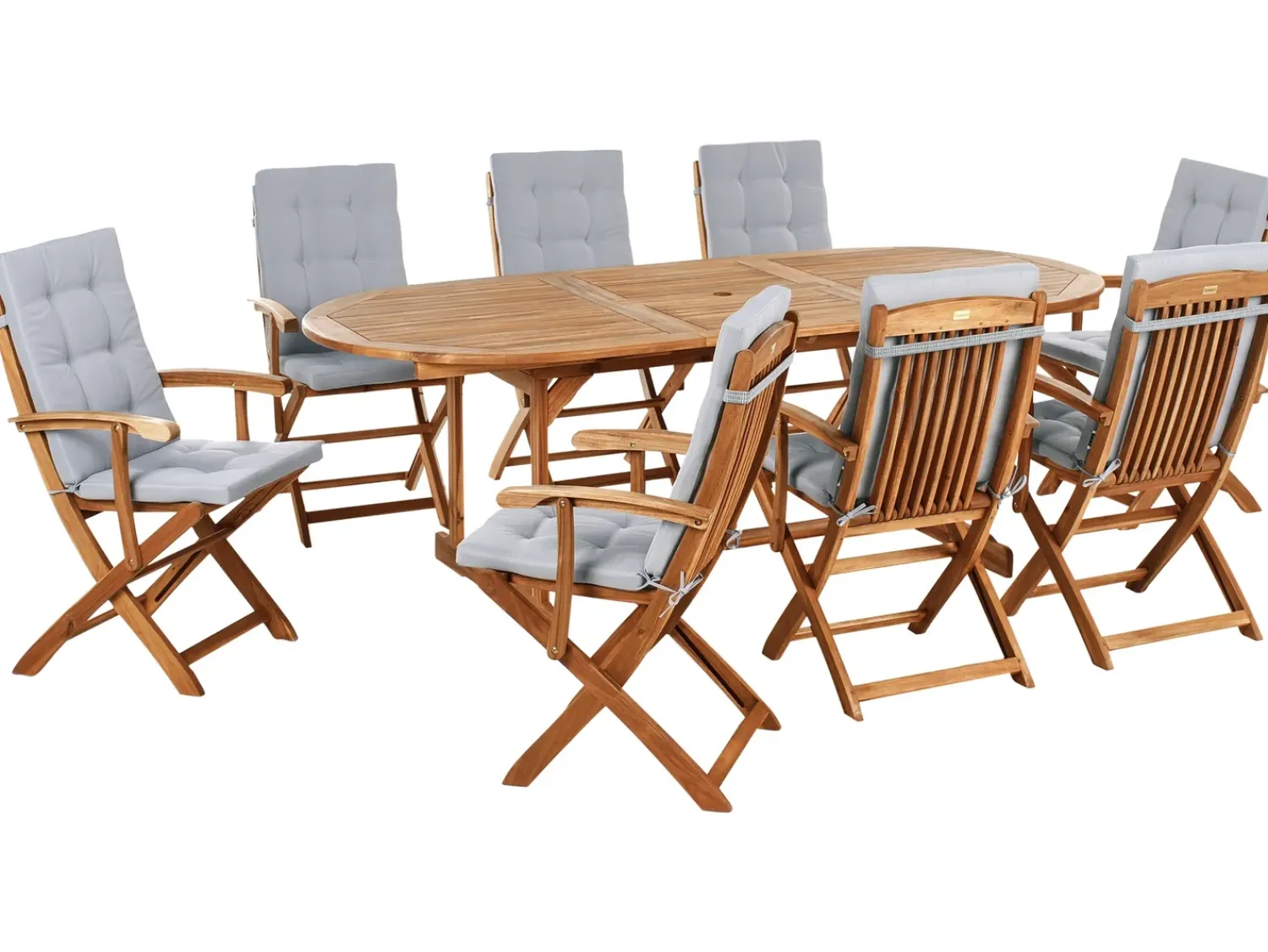 Outlet Beliani Set da pranzo da giardino 8 posti MAUI PREMIUM Legno d'acacia Grigio chiaro Grigio Marrone