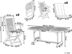 Outlet Beliani Set da pranzo da giardino 8 posti MAUI PREMIUM Legno d'acacia Grigio chiaro Grigio Marrone