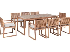 Hot Beliani Set da pranzo da giardino 8 posti SASSARI PREMIUM con cuscini Legno di acacia certificato Grigio chiaro Marrone Grigio