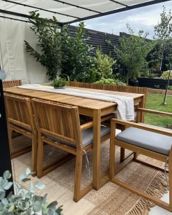 Hot Beliani Set da pranzo da giardino 8 posti SASSARI PREMIUM con cuscini Legno di acacia certificato Grigio chiaro Marrone Grigio