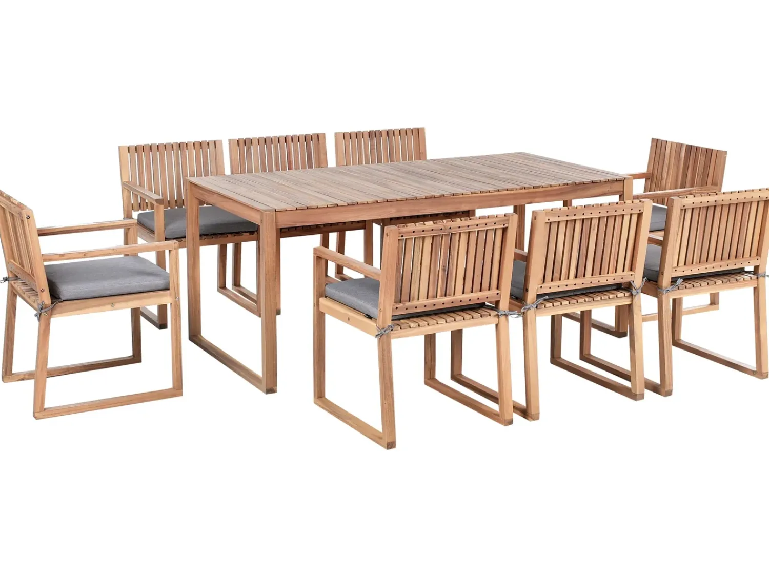 Discount Beliani Set da pranzo da giardino 8 posti SASSARI PREMIUM con cuscini Legno di acacia certificato Grigio melange Marrone Grigio