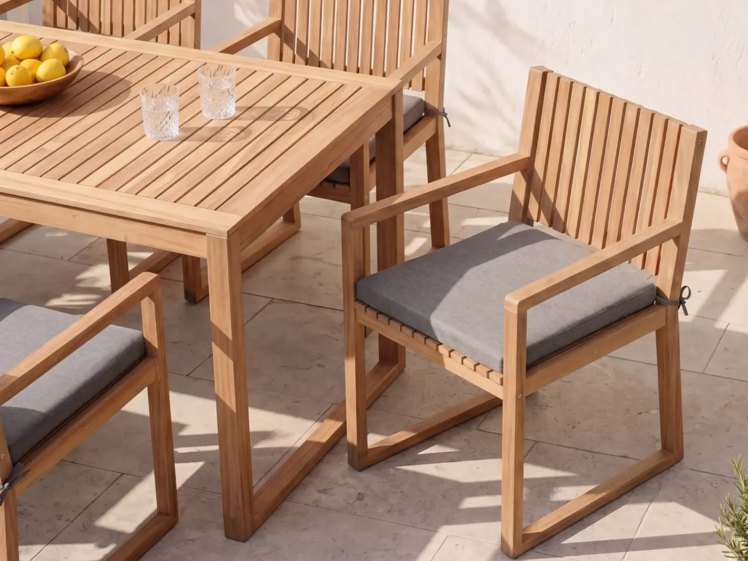 Discount Beliani Set da pranzo da giardino 8 posti SASSARI PREMIUM con cuscini Legno di acacia certificato Grigio melange Marrone Grigio