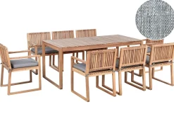 Discount Beliani Set da pranzo da giardino 8 posti SASSARI PREMIUM con cuscini Legno di acacia certificato Grigio melange Marrone Grigio