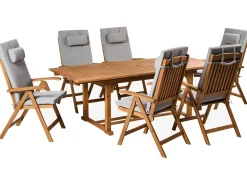 Discount Beliani Set da pranzo da giardino 6 posti JAVA PREMIUM Legno d'acacia Grigio chiaro Marrone Grigio