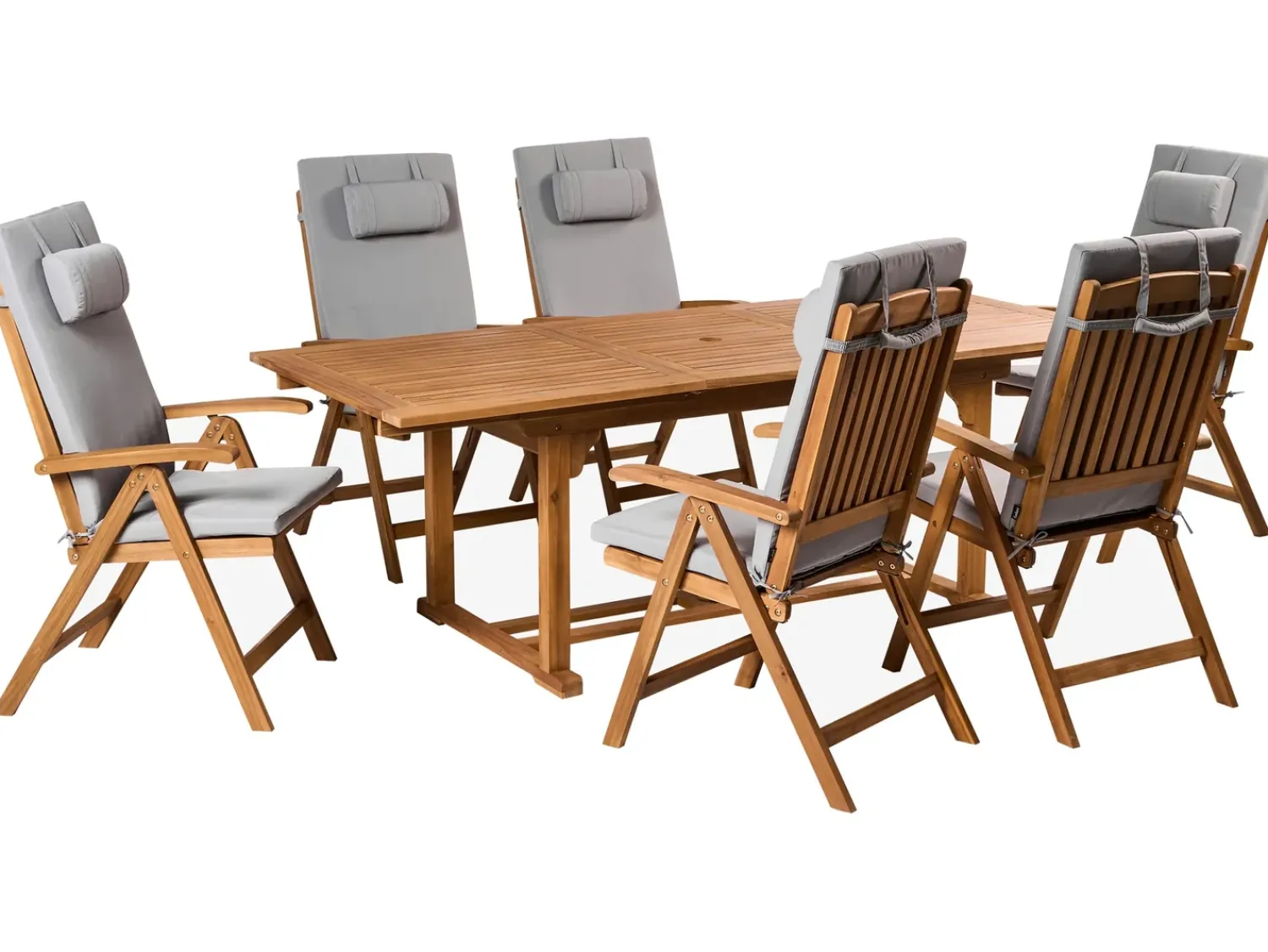 Discount Beliani Set da pranzo da giardino 6 posti JAVA PREMIUM Legno d'acacia Grigio chiaro Marrone Grigio