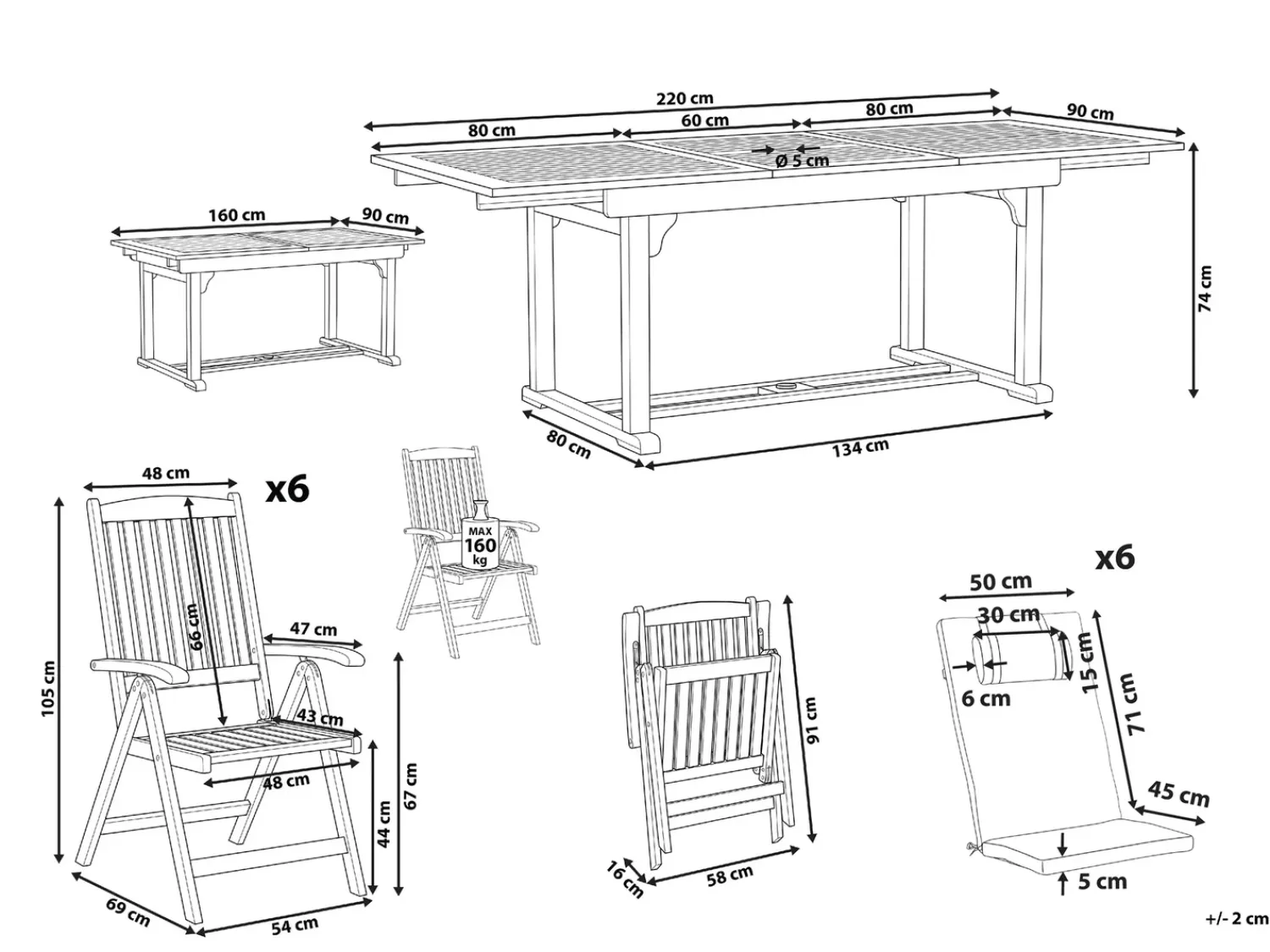 Discount Beliani Set da pranzo da giardino 6 posti JAVA PREMIUM Legno d'acacia Grigio chiaro Marrone Grigio