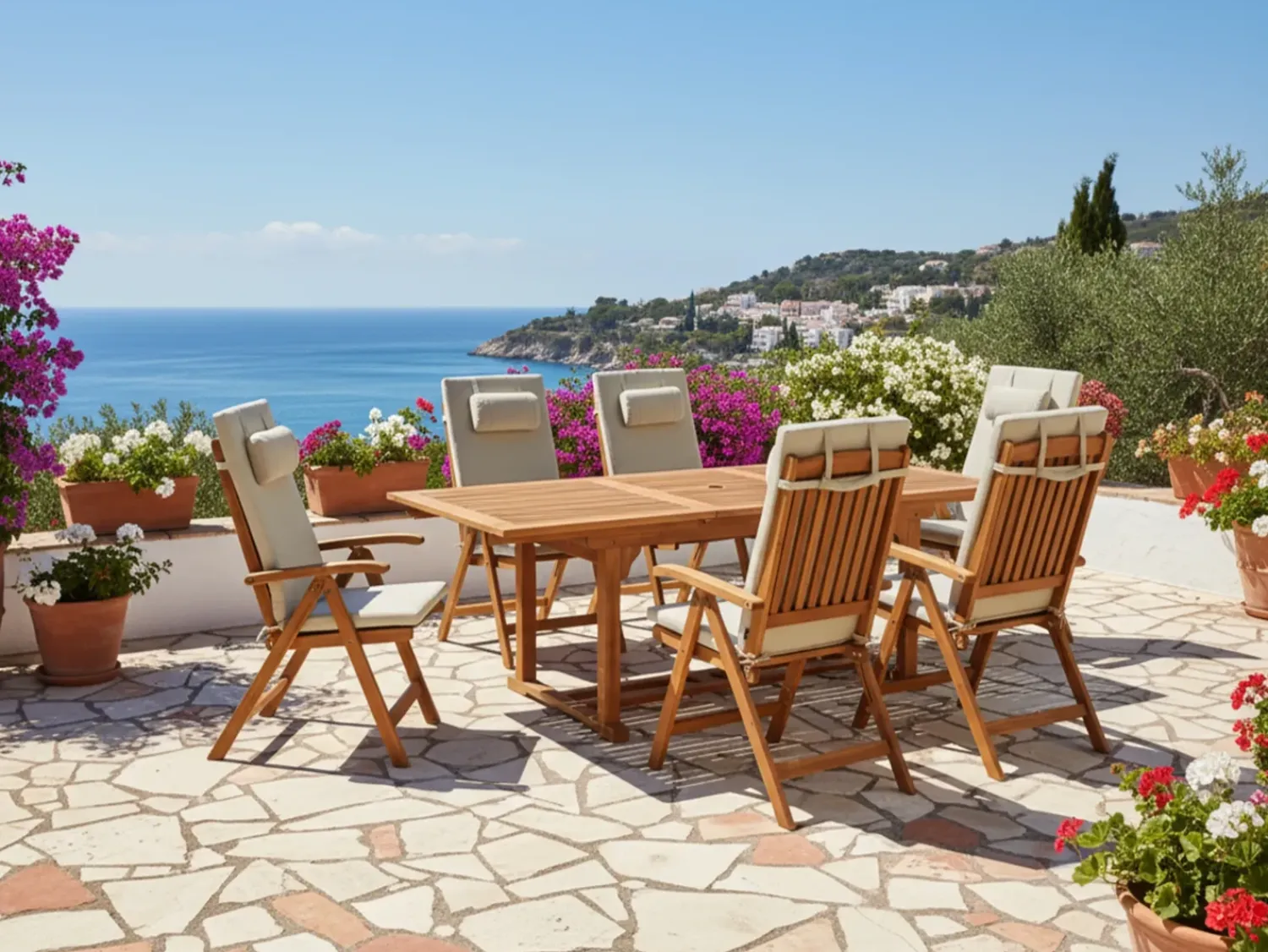 Sale Beliani Set da pranzo da giardino 6 posti JAVA PREMIUM Legno d'acacia Tortora Beige Marrone