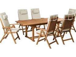 Sale Beliani Set da pranzo da giardino 6 posti JAVA PREMIUM Legno d'acacia Tortora Beige Marrone