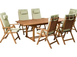 Best Beliani Set da pranzo da giardino 6 posti JAVA PREMIUM Legno d'acacia Verde Verde Marrone