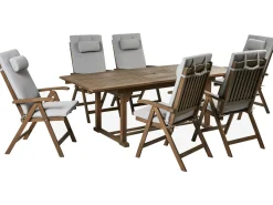 Sale Beliani Set da pranzo da giardino 6 posti AMANTEA PREMIUM Legno d'acacia Grigio chiaro Marrone Grigio