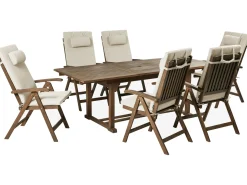 Online Beliani Set da pranzo da giardino 6 posti AMANTEA PREMIUM Legno d'acacia Tortora Beige Marrone