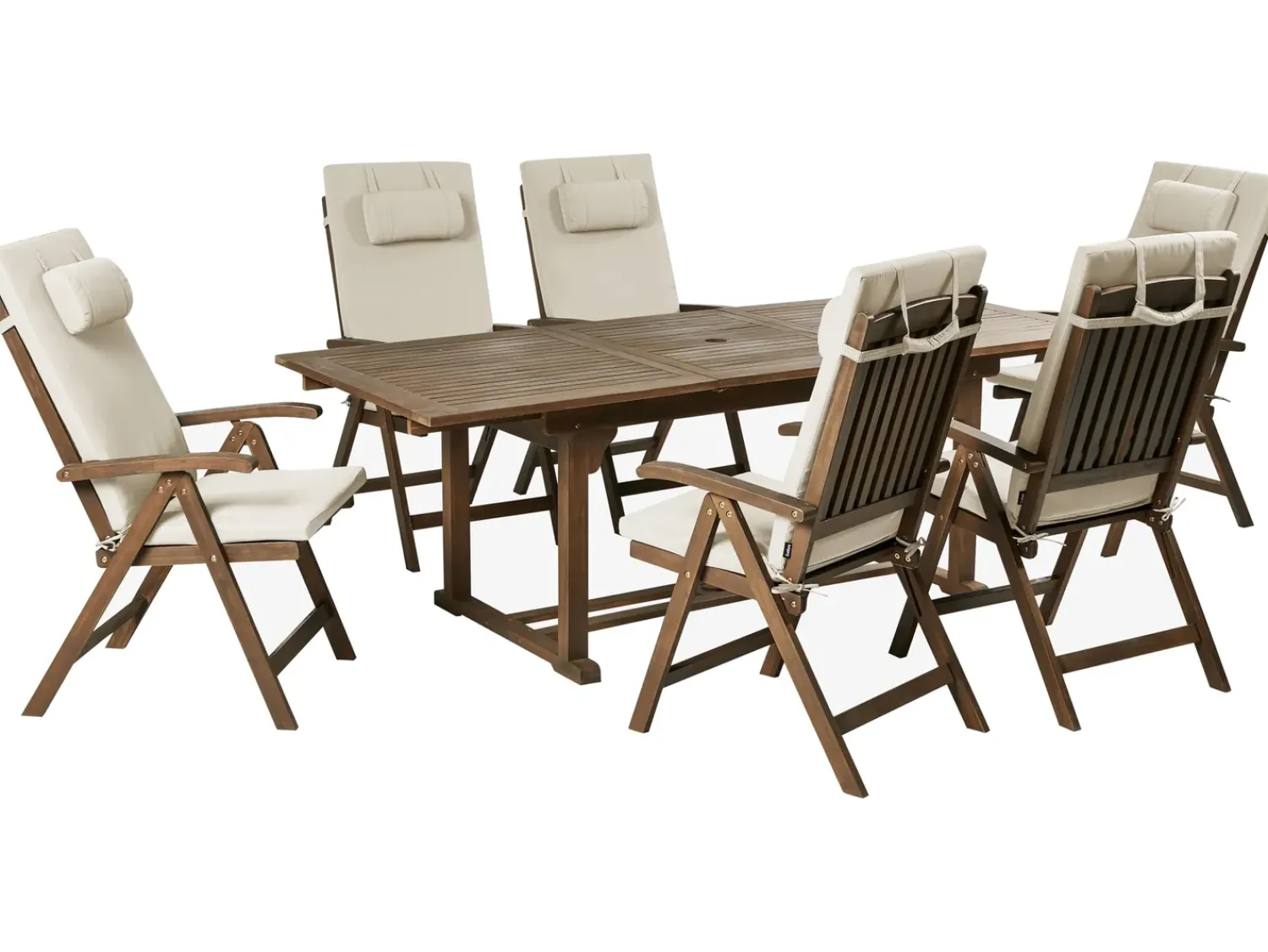 Online Beliani Set da pranzo da giardino 6 posti AMANTEA PREMIUM Legno d'acacia Tortora Beige Marrone