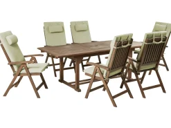 Sale Beliani Set da pranzo da giardino 6 posti AMANTEA PREMIUM Legno d'acacia Verde Verde Marrone