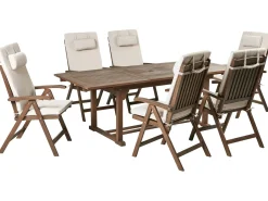 Hot Beliani Set da pranzo da giardino 6 posti AMANTEA PREMIUM Legno d'acacia Beige chiaro Beige Marrone
