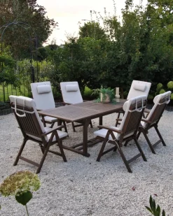 Hot Beliani Set da pranzo da giardino 6 posti AMANTEA PREMIUM Legno d'acacia Beige chiaro Beige Marrone