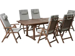 Beliani Set da pranzo da giardino 6 posti AMANTEA PREMIUM Legno d'acacia Grigio melange Marrone Grigio