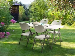 New Beliani Set da pranzo da giardino 4 posti CUGNOLI Pieghevole Bianco Bianco Argento