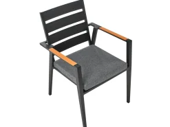 Clearance Beliani Set da pranzo da giardino 4 posti MALETTO/TAVIANO con cuscini Metallo Grigio/Nero Marrone Grigio Nero