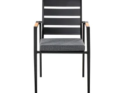 Clearance Beliani Set da pranzo da giardino 4 posti MALETTO/TAVIANO con cuscini Metallo Grigio/Nero Marrone Grigio Nero