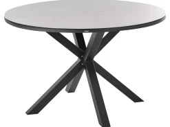 Clearance Beliani Set da pranzo da giardino 4 posti MALETTO/TAVIANO con cuscini Metallo Grigio/Nero Marrone Grigio Nero