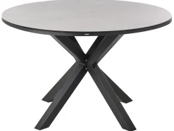 Clearance Beliani Set da pranzo da giardino 4 posti MALETTO/TAVIANO con cuscini Metallo Grigio/Nero Marrone Grigio Nero