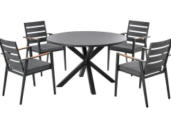 Outlet Beliani Set da pranzo da giardino 4 posti MALETTO/TAVIANO con cuscini Metallo Nero Marrone Nero