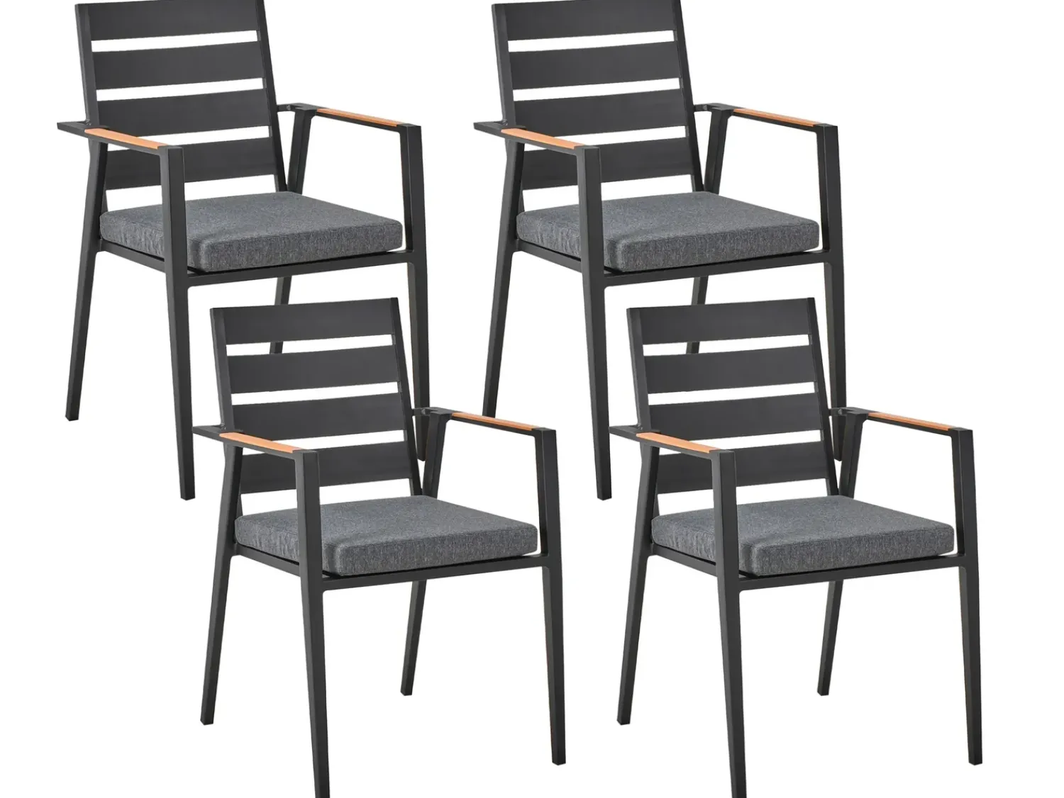 Outlet Beliani Set da pranzo da giardino 4 posti MALETTO/TAVIANO con cuscini Metallo Nero Marrone Nero