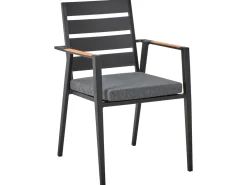 Outlet Beliani Set da pranzo da giardino 4 posti MALETTO/TAVIANO con cuscini Metallo Nero Marrone Nero