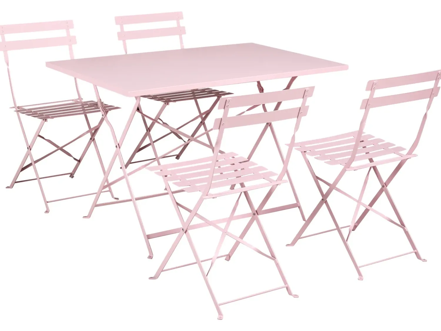 New Beliani Set da pranzo da giardino 4 posti FIORI Pieghevole Metallo pastello Rosa