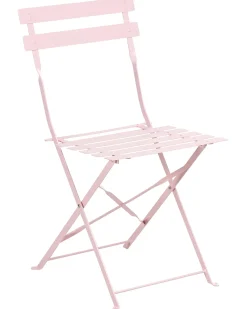 New Beliani Set da pranzo da giardino 4 posti FIORI Pieghevole Metallo pastello Rosa