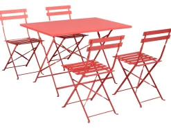 Discount Beliani Set da pranzo da giardino 4 posti FIORI Metallo Rosso