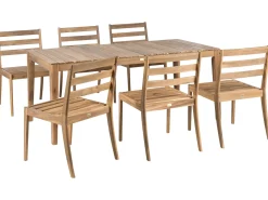 Beliani Set da pranzo da giardino 6 posti CHIOGGIA Legno di acacia certificato chiaro Marrone