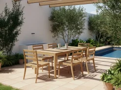Beliani Set da pranzo da giardino 6 posti CHIOGGIA Legno di acacia certificato chiaro Marrone