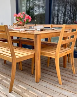 Outlet Beliani Set da pranzo da giardino 8 posti CHIOGGIA Legno di acacia certificato chiaro Marrone